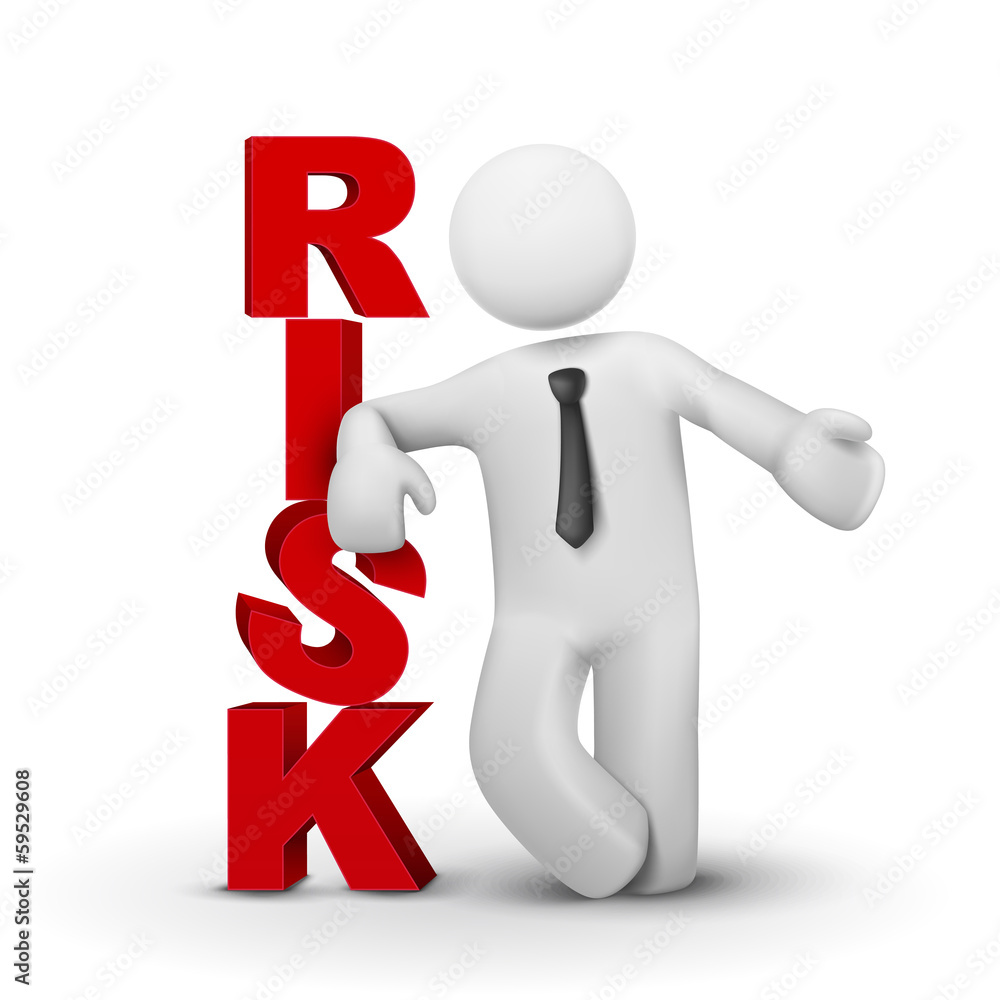3d businessman presenting concept word risk 3d businessman presenting concept word risk
