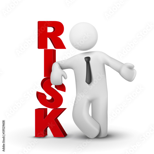 3d businessman presenting concept word risk