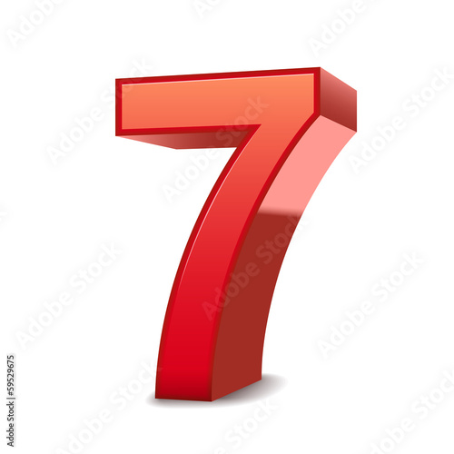 3d shiny red number 7