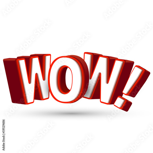 The word Wow in big red 3D letters to show surprise and astonish