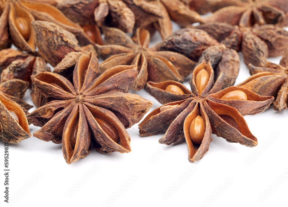 Obraz premium star anise isolated on white background