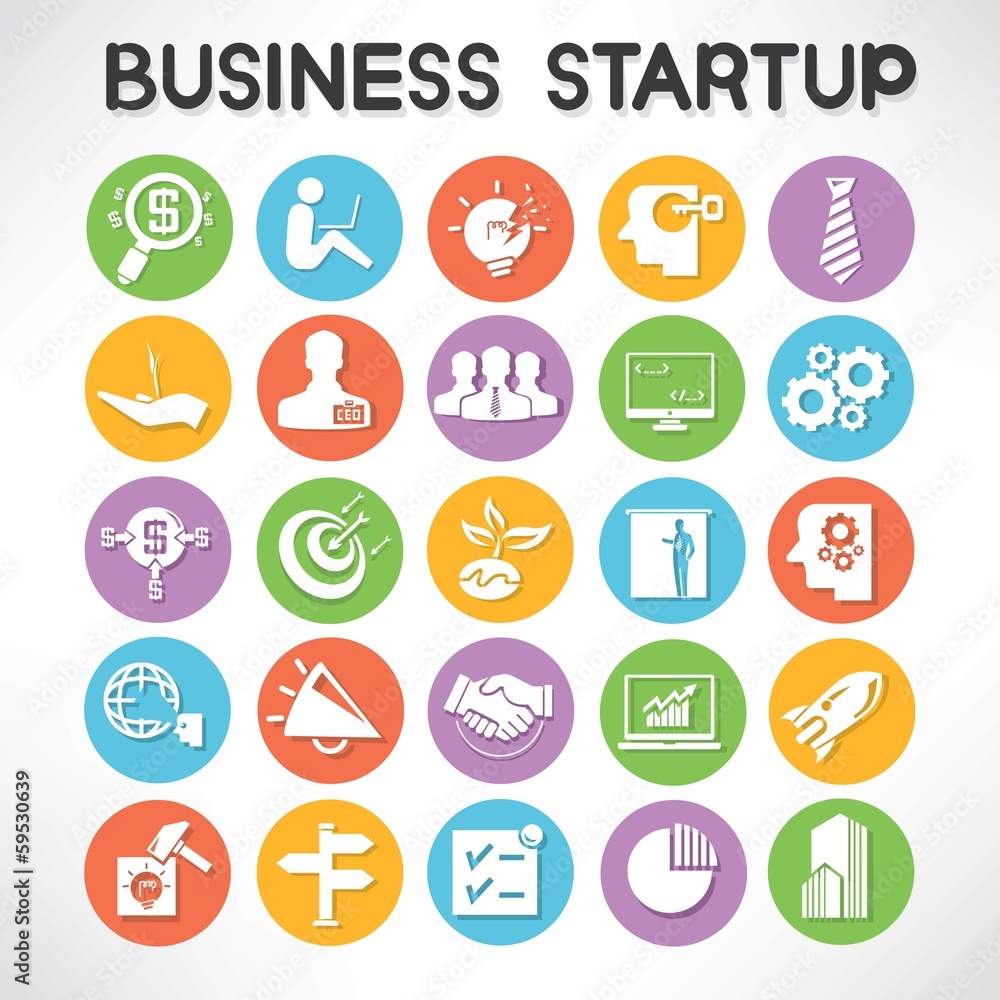 start up business buttons set start up business buttons set