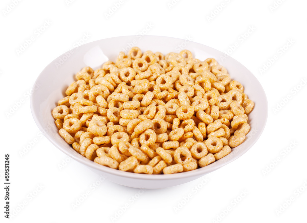 corn flakes ring on white background
