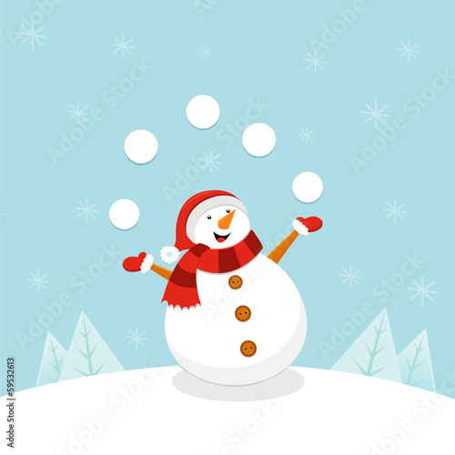 Snowman Juggling Snowballs