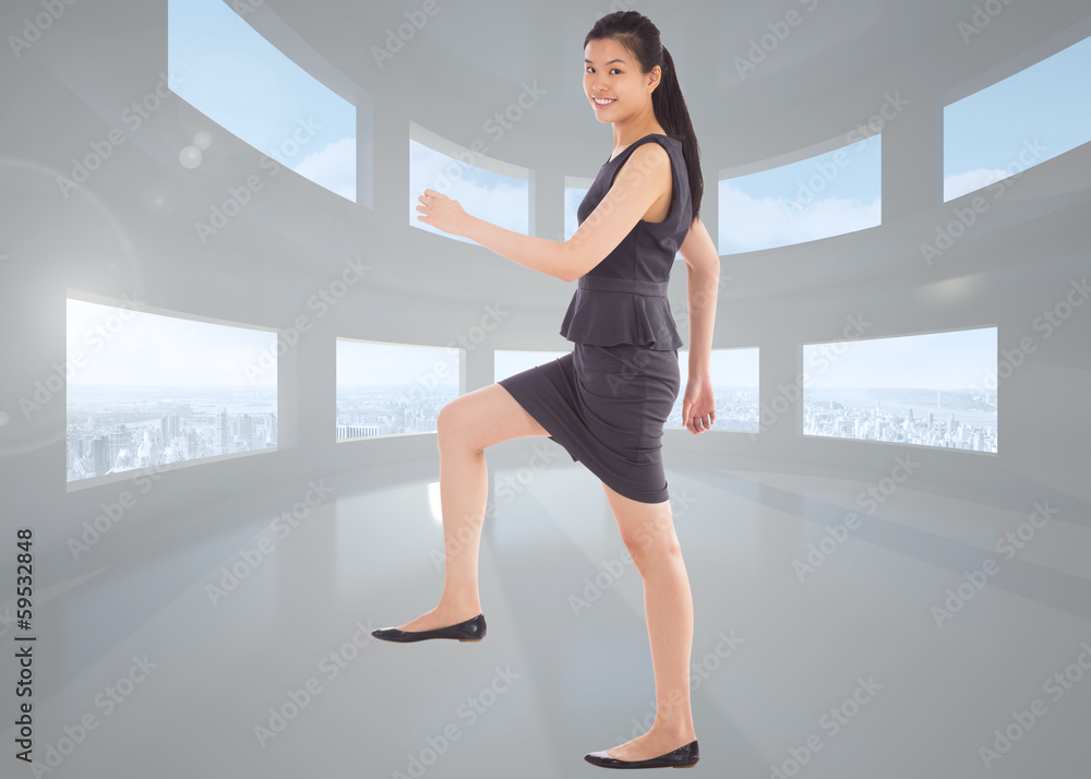 Composite image of businesswoman stepping up Composite image of businesswoman stepping up