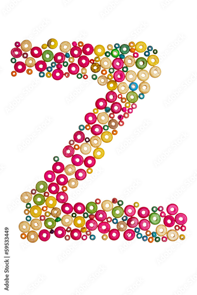 Letter Z made of wooden beads Letter Z made of wooden beads