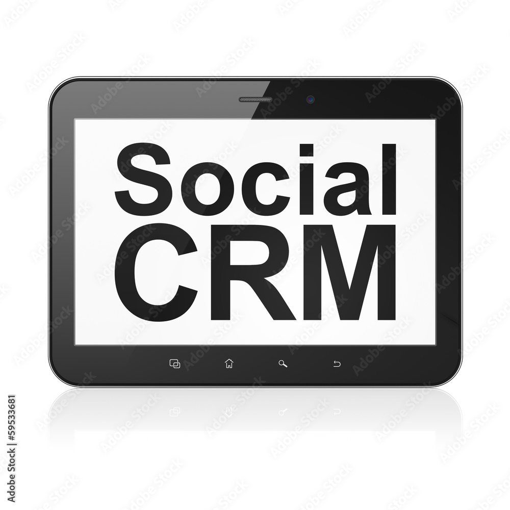Business concept: Social CRM on tablet pc computer Business concept: Social CRM on tablet pc computer