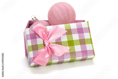 Gift box na dchristmas balls photo