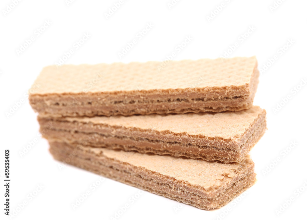 Stake of three wafers with chocolate. Stake of three wafers with chocolate.