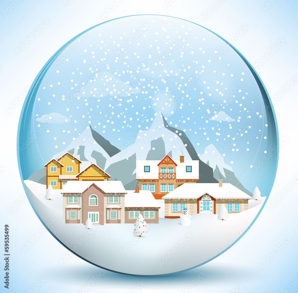 Christmas sphere with houses