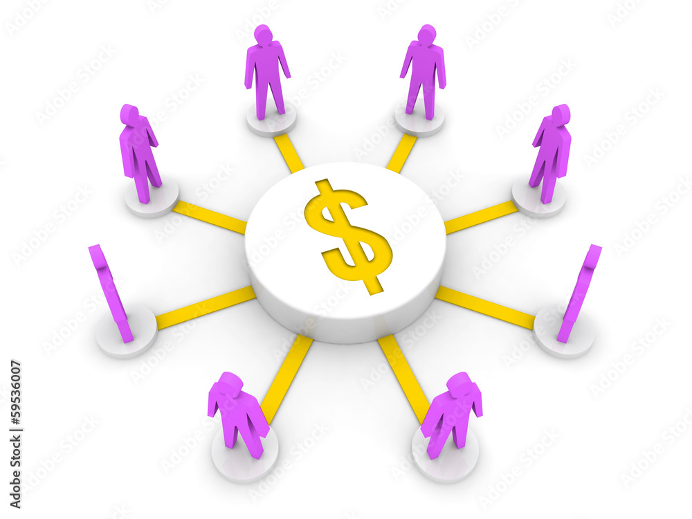 Money connect people. Finance source. Concept 3D illustration. Money connect people. Finance source. Concept 3D illustration.
