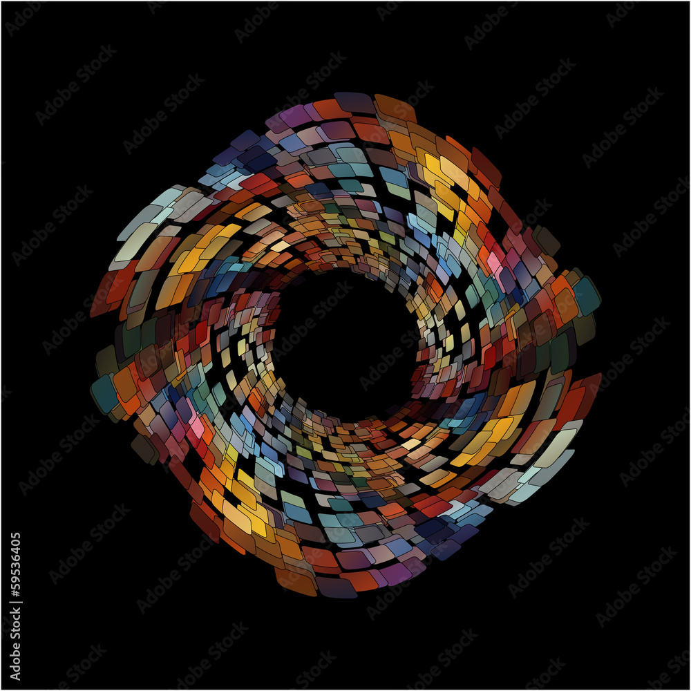Fototapeta premium colorful form twist on a black background vector geometric