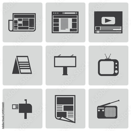 Vector black advertisement icons set