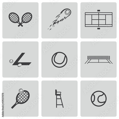Vector black tennis icons set