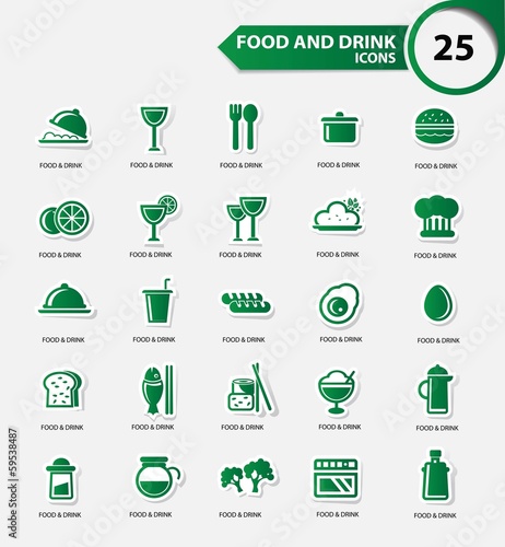 Food and Restaurant icons set,Green version,vector