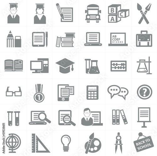 Education icon set,Gray version,vector