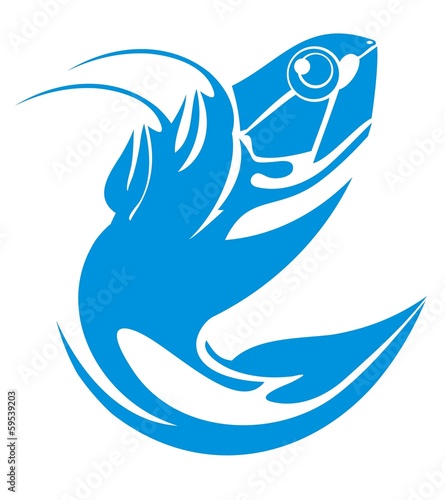 Blue fish on a white background