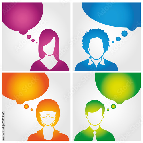 Peoples thinking - vector 1 Color Reverse