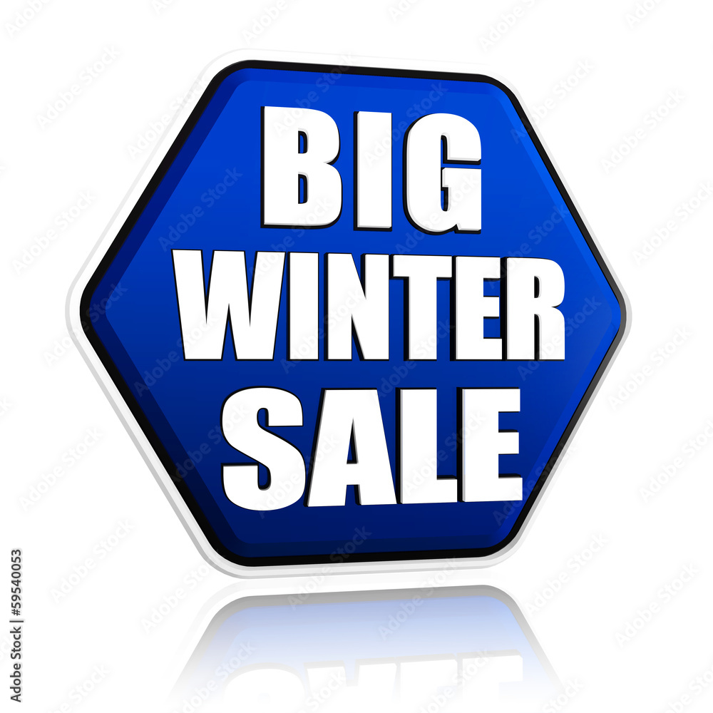 big winter sale in 3d blue hexagon banner big winter sale in 3d blue hexagon banner
