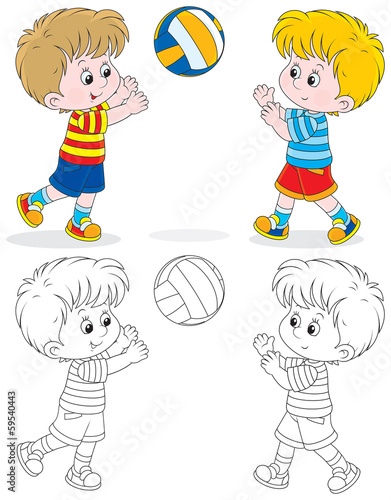 boys play volleyball