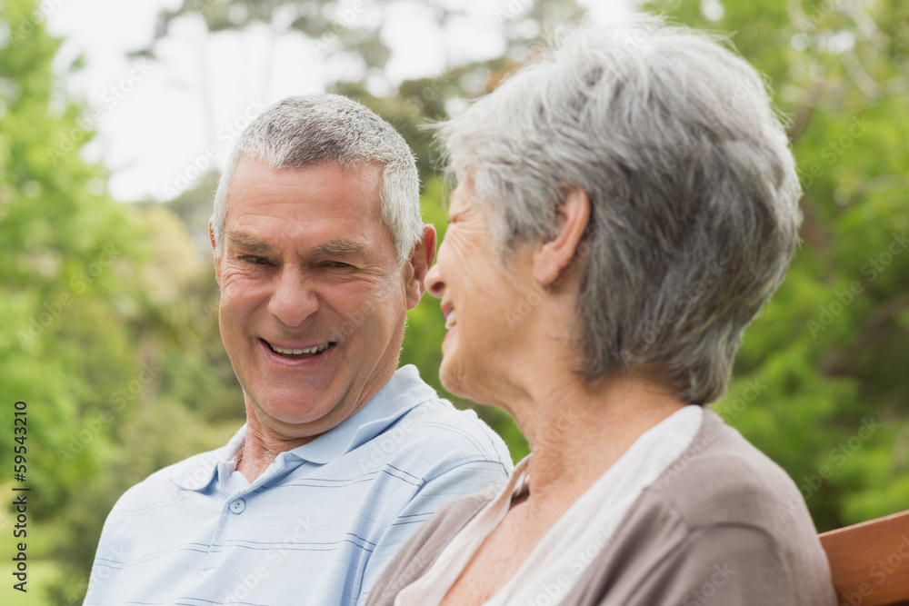 Close-up of a happy senior couple at park