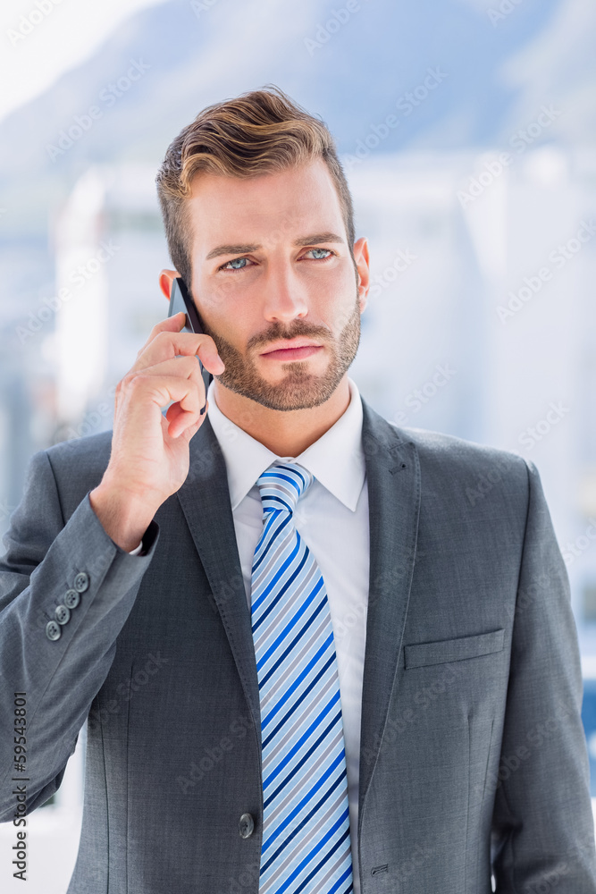 Handsome young businessman using mobile phone Handsome young businessman using mobile phone