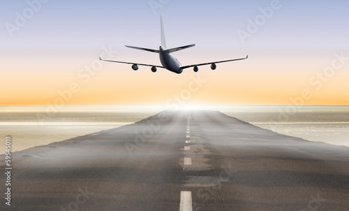 Composite image of road leading out to the horizon