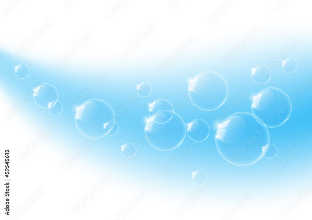 Glossy bubbles on blue background