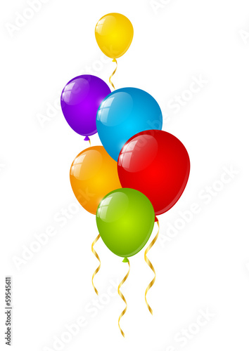 Color glossy balloons on white