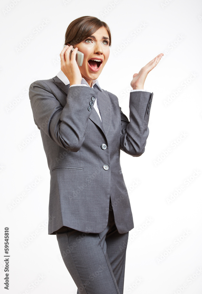 Business woman portrait isolated on white