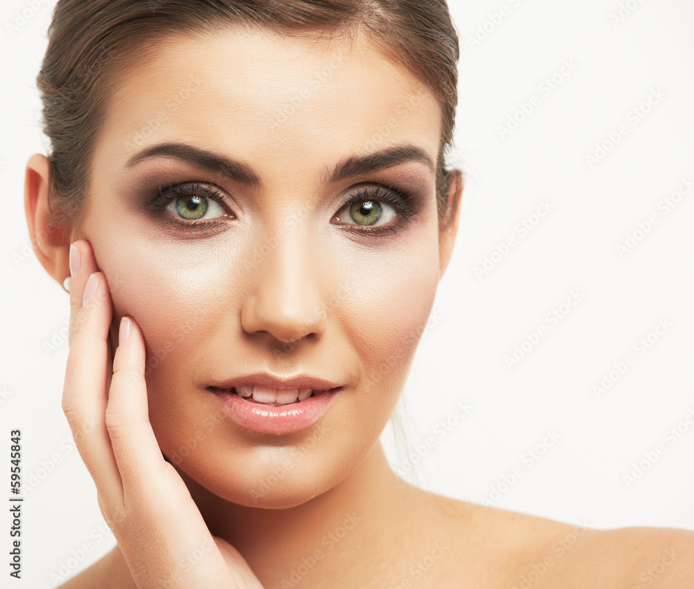 Close up portrait of beautiful young woman face.