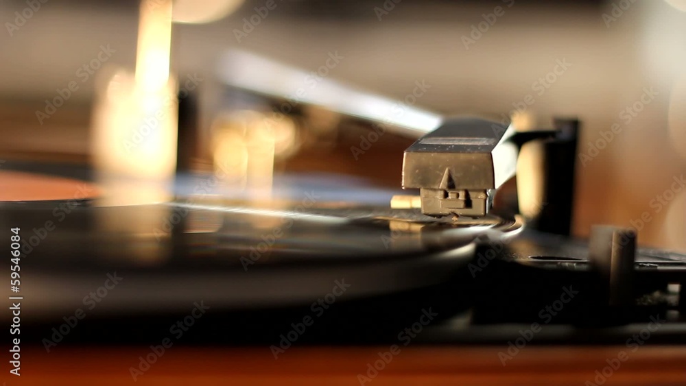 Old gramophone play music close up Old gramophone play music close up