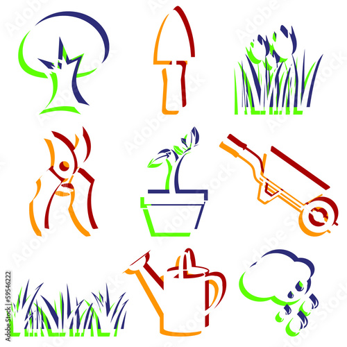 Set of garden icons.