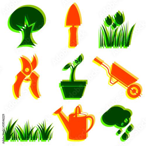 Set of garden icons.