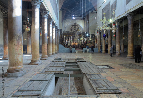 Interior of the Church of the Nativity in Bethlehem, Israel photo