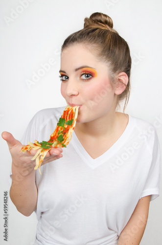 Girl enjoys the spaghetti