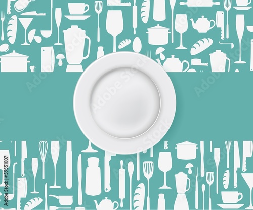 Restaurant menu design with plate