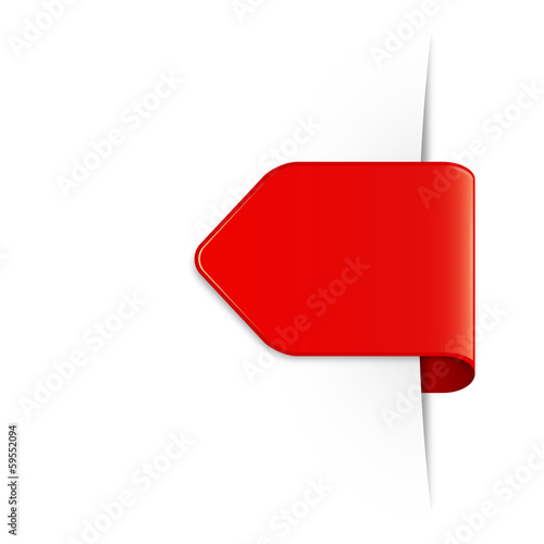Roter Sticker Pfeil mit Schatten und Textfreiraum