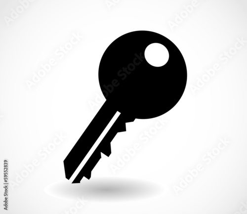 Isolated black key shape icon with shadow vector