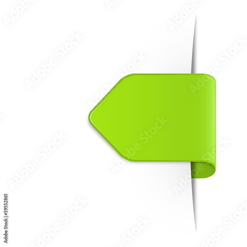 Hellgrüner Sticker Pfeil mit Schatten und Textfreiraum