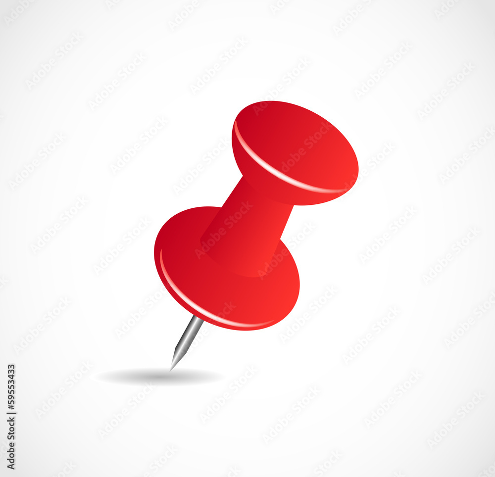 red pushpin on a white background with shadow VECTOR red pushpin on a white background with shadow VECTOR