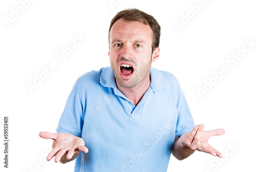 Canvas-taulu Angry man asking who cares, so what, i don't care!