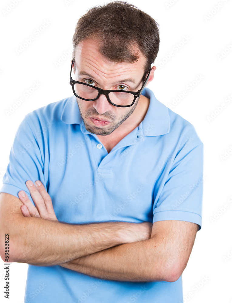 Portrait of angry, annoyed, grumpy, mad man, white background Portrait of angry, annoyed, grumpy, mad man, white background