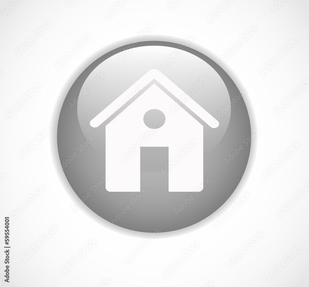 Round gray web home page button with house icon vector Round gray web home page button with house icon vector