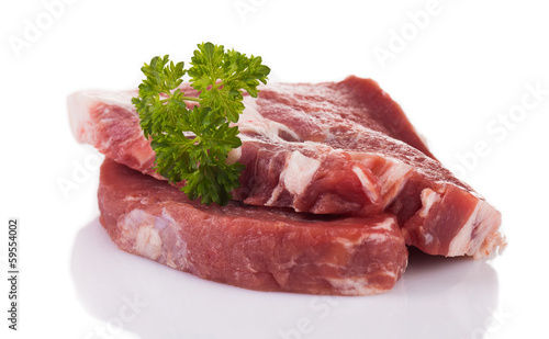 Pieces of pork meat with parsley
