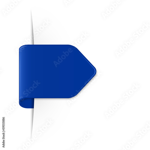 Blauer Sticker Pfeil mit Schatten und Textfreiraum