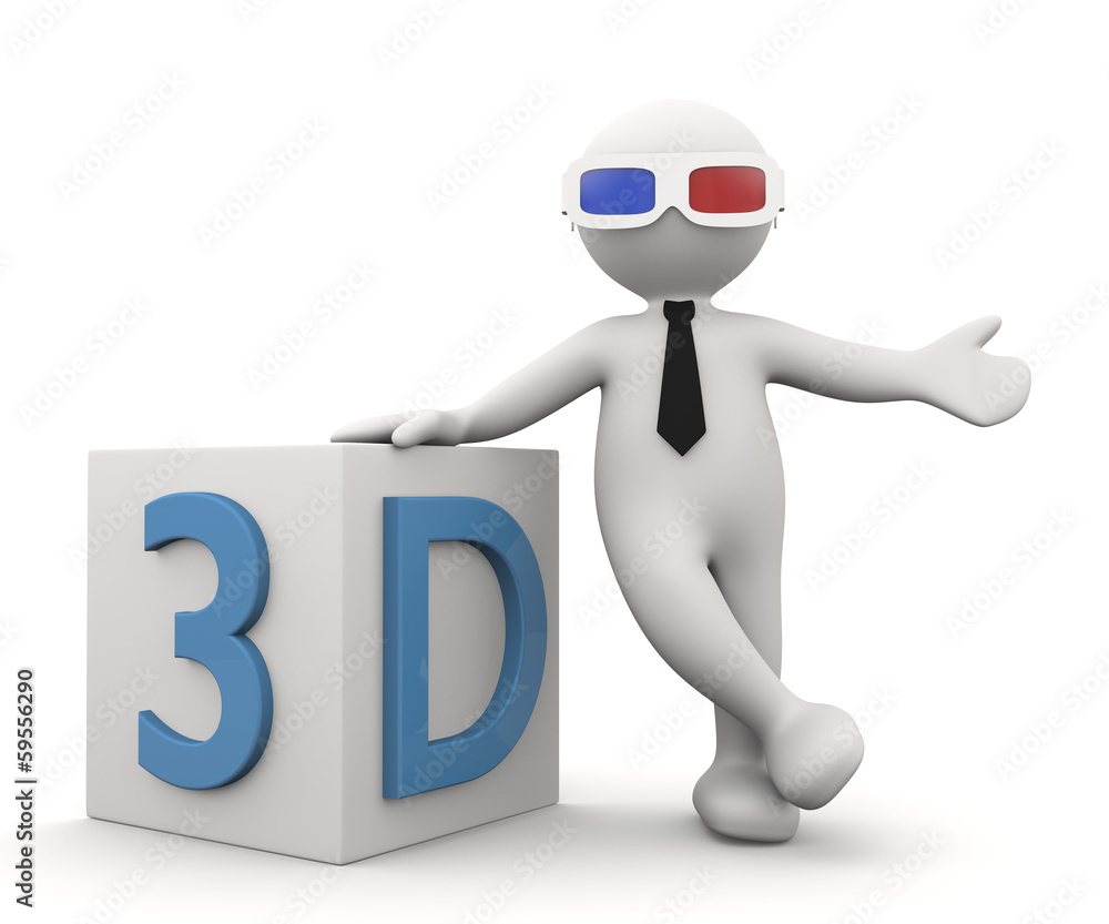Illustrazione Stock omino bianco con simbolo 3D | Adobe Stock