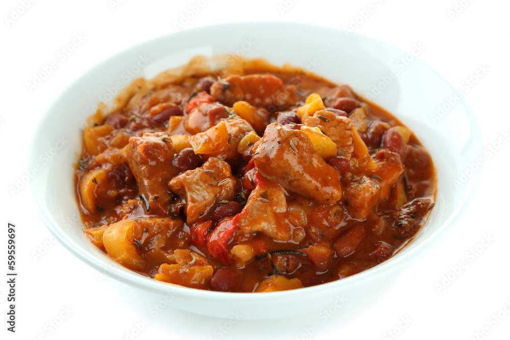 Chili Corn Carne - traditional mexican food, isolated on white Chili Corn Carne - traditional mexican food, isolated on white