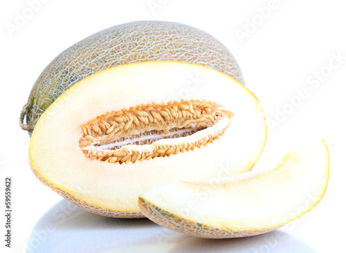 Ripe melon isolated on white