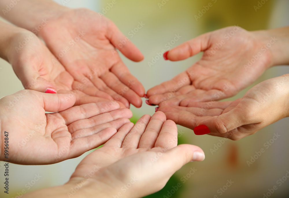 Muslim praying hands on light background